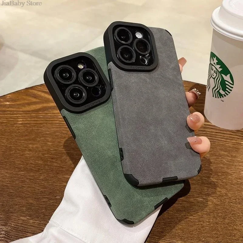 Étui en cuir de luxe résistant aux chocs pour iPhone 16 Pro Max 15 14 13 Plus, housse de protection complète colorée pour appareil photo_voghion.com