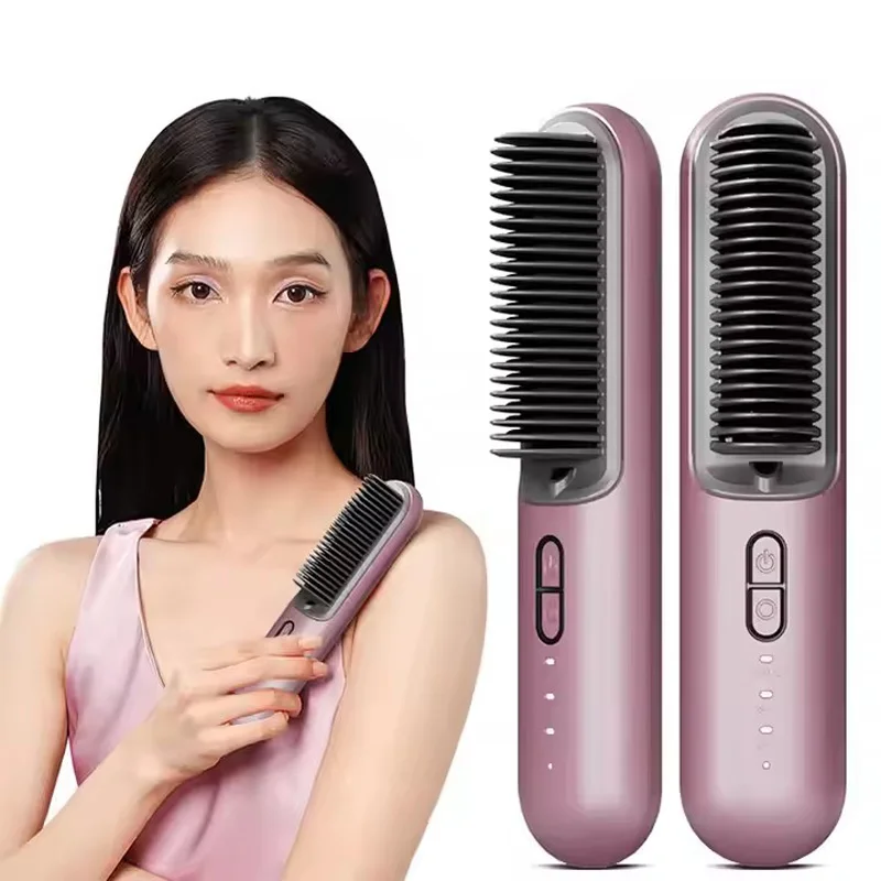 Professional Travel Electric Hairdressing Brushes Mini Wireless Comb Hair Straighteners Smoothing Brush Styling Tool