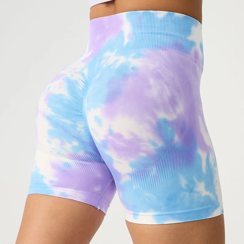 

Tie Dye Hip Lift Shorts Women's Sweatpants New Yoga Pants Running Fitness Gym Sports Tights Workout Scrunch Bum Booty Shorts