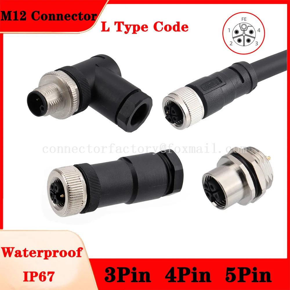 Ketech Coding Plug M12 L Type CODING Male Female Plug Socket 3 4 5 -Core PE Large Current ...