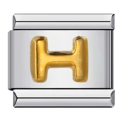 Elegant Stainless Steel Italian Charm Links for Personalized Bracelet Making - 26 Letter Set (H)