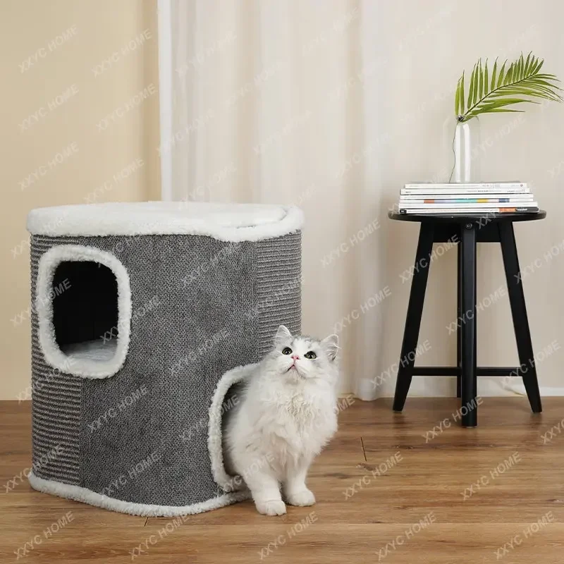 Cat Nest Sisal Bucket Double-Layer Four Seasons Universal Climbing Frame Small Winter Scratching Post Scratching