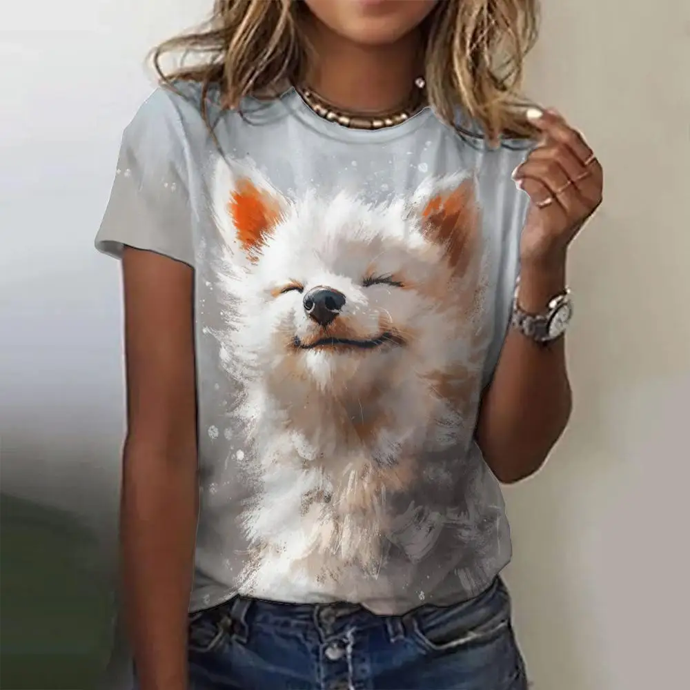 

New Vintage Women's T-shirt Cartoo Animal Print Plus Size Women's Trending Clothes Fashion Short Sleeve Shirt Crew Tee Summer