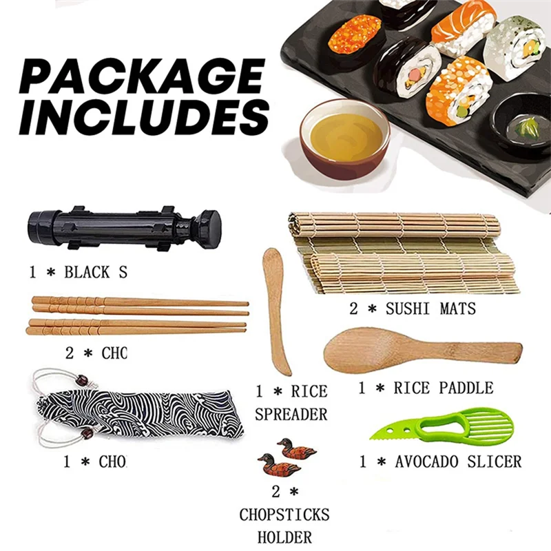 Sushi Making Equipment Kit, Japanese Rice Ball Roll Mold Sushi Multifunctional Mold Making Kitchen Tools