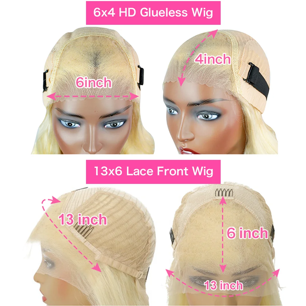 13x6 HD Transparent 613 Blonde Lace Frontal Wig 100% Human Hair Bone Straight Wear go Glueless 6x4 HD Lace Front Human Hair Wigs human hair wig