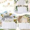 White Table Skirts Chiffon Semi-Sheer Tablecloths for Backyard Weddings Birthday Party Baby Shower Cake Dinner Table Decorations 4