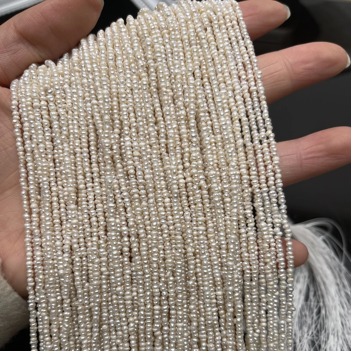 1.8-2mm 100% 천연 담수 진주 반제품 플랫 비즈 DIY 여성용 쥬얼리 제작 목걸이 팔찌 및 액세서리