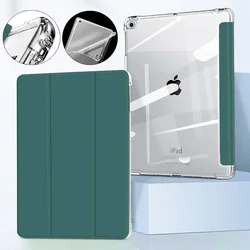 Enhanced iPad Magnetic Trifold Stand Transparent Case with Pencil Holder for iPad A16 11th 2025 (Dark Green)