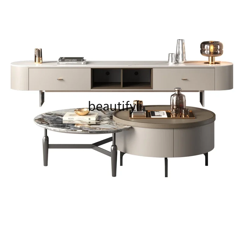 TV Cabinet Modern Minimalist Living Room Home Italian Hanging Acrylic Marble Small Apartment Floor Cabinet