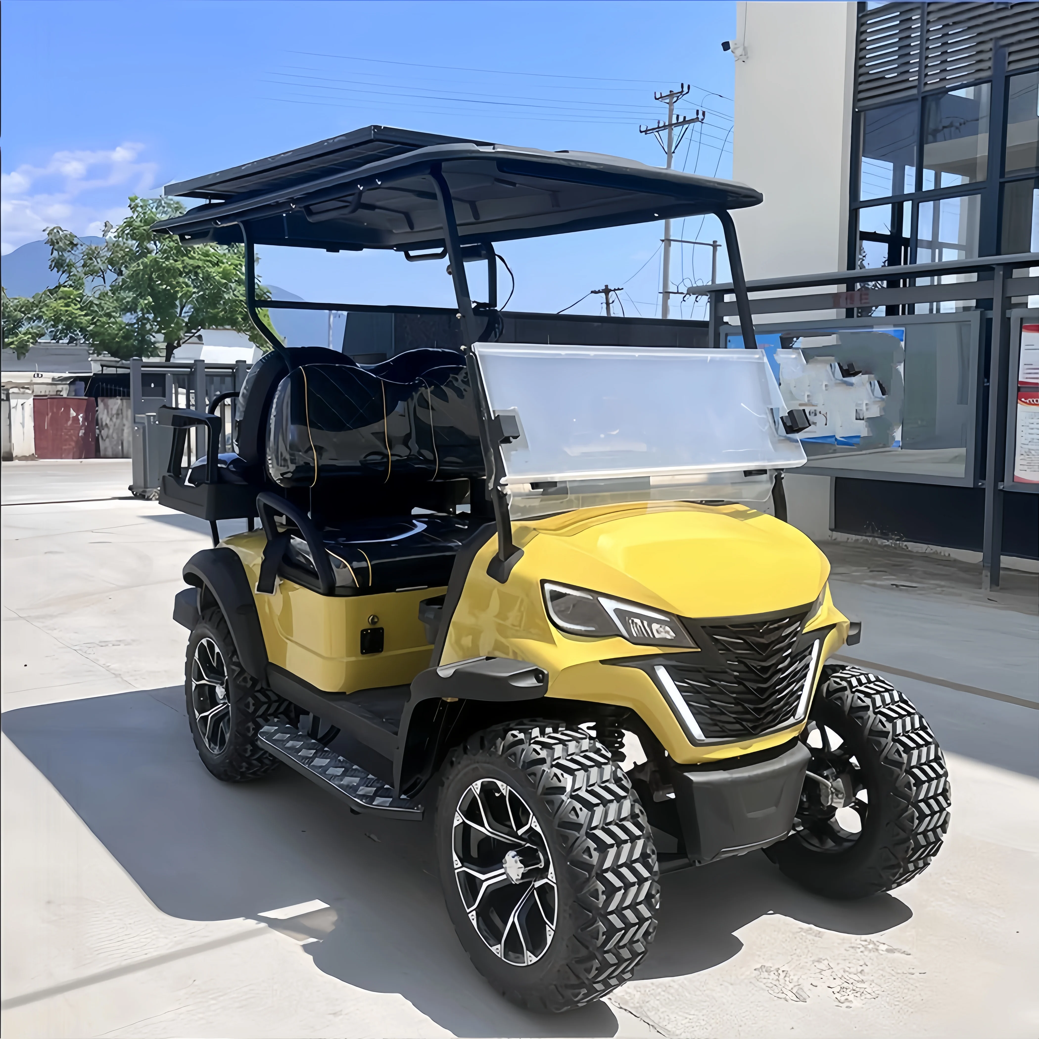 Shining chinese 48v low cheap price electric 4 seat solar panel electric golf cart price sale golf buggy