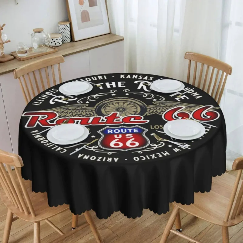 

Waterproof R--ide The Route 66 Biker Motorcycle Cruise America's Highway Table Cover The Road Tablecloth for Picnic Table Cloth