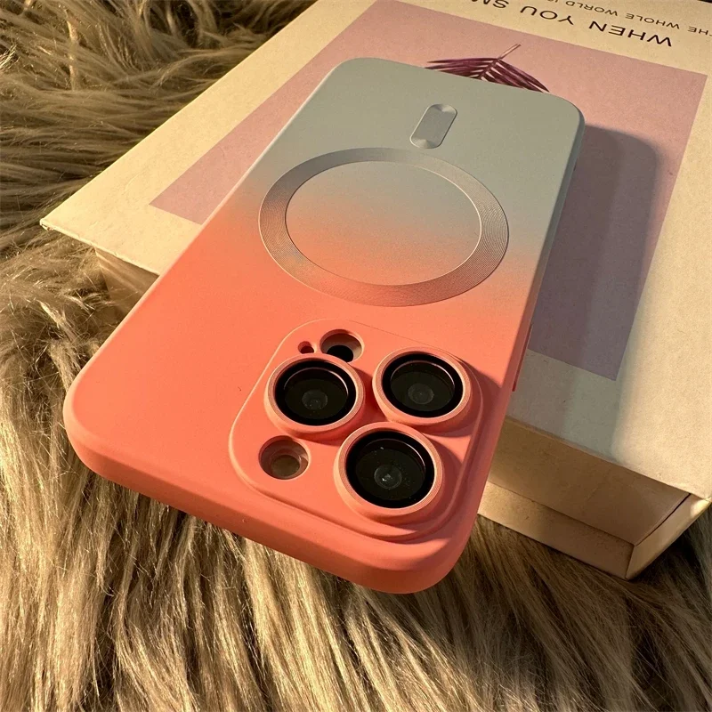 Luxury MagSafe Wireless Charging Gradient Phone Case - Soft Magnetic Silicone Cover