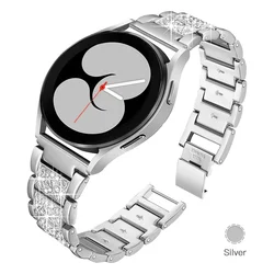 Elegant Diamond-Studded Metal Link Bracelet for Smartwatch (20mm/22mm) (Silver 01)