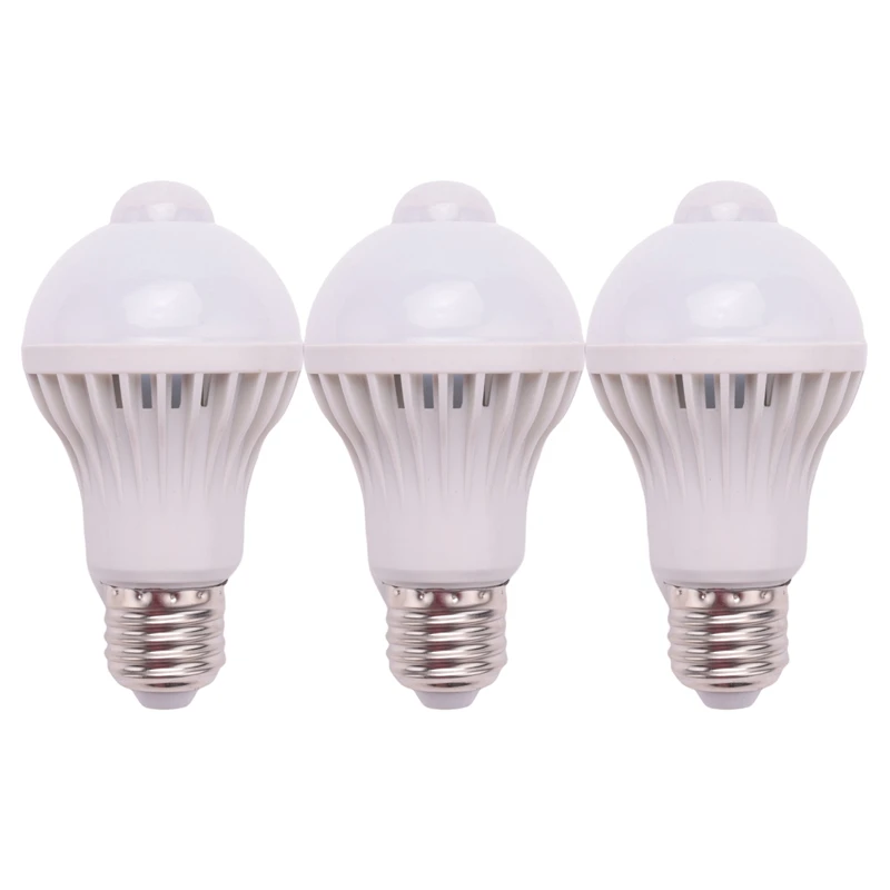 

HOT-3X E27 LED Bulb Light Motion Sensor Light LED PIR Motion Sensor Lamp Globe Bulb Light Lamp, 5W