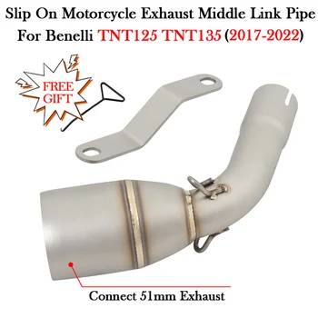 Slip On For Benelli TNT125 TNT135 TNT 125 135 2017 - 2020 2021 2022 Motorcycle 51MM Exhaust Middle Link Pipe Escape Moto Muffler