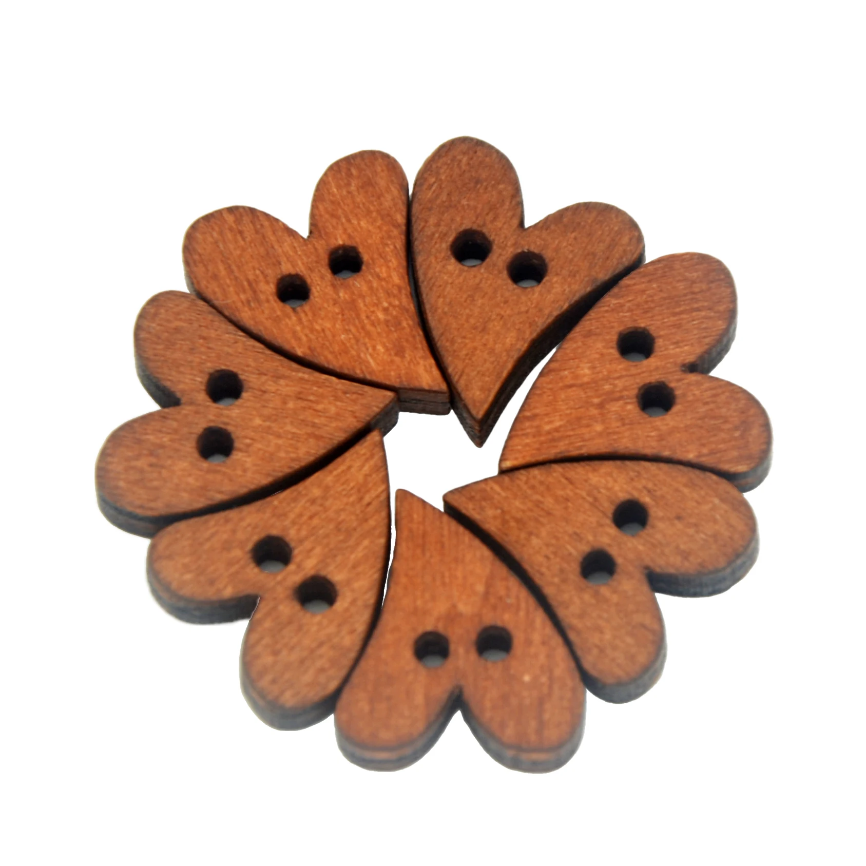 

20Pcs Love Wooden Buttons Chocolate color 2 Hole Multilayer Heart Shape Wood Snaps For Scrapbooking Accessories Craft Supplies