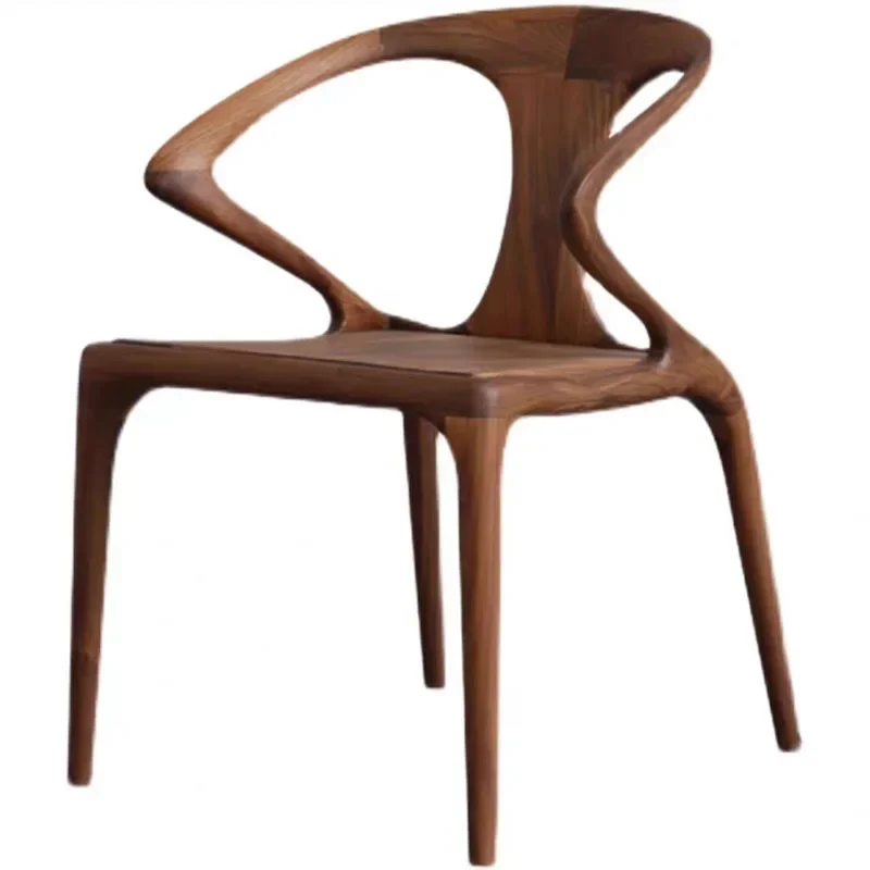 North American Black Walnut Balcony Restaurant Simple Chair Solid Wood Leisure Chair Negotiation Reception Office dining chair