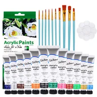 12 Colors Acrylic Paints & Oil Paint with Brush&Palette 9/12ml Pigment Drawing Set Art Supplies for Artist Beginners 1