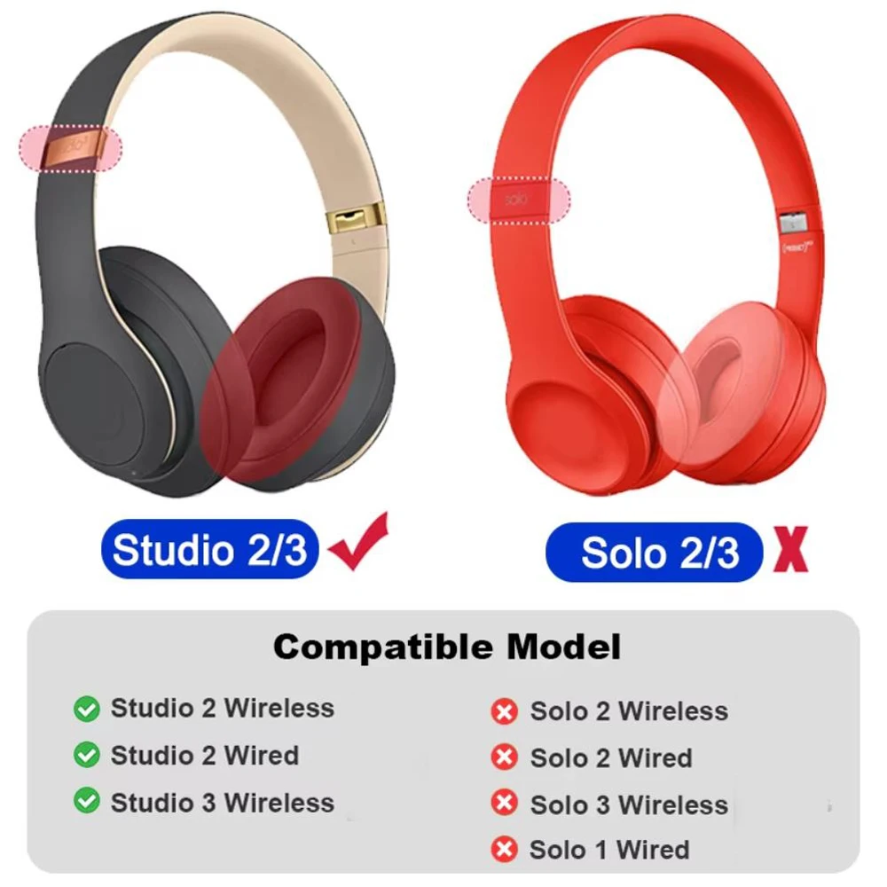 Earpads For Beat Studio 3 3.0 Ear Pads Studio3 Headphone Replacement Pads Studio2 Ear Cushions Earpads Headset Foam Pad