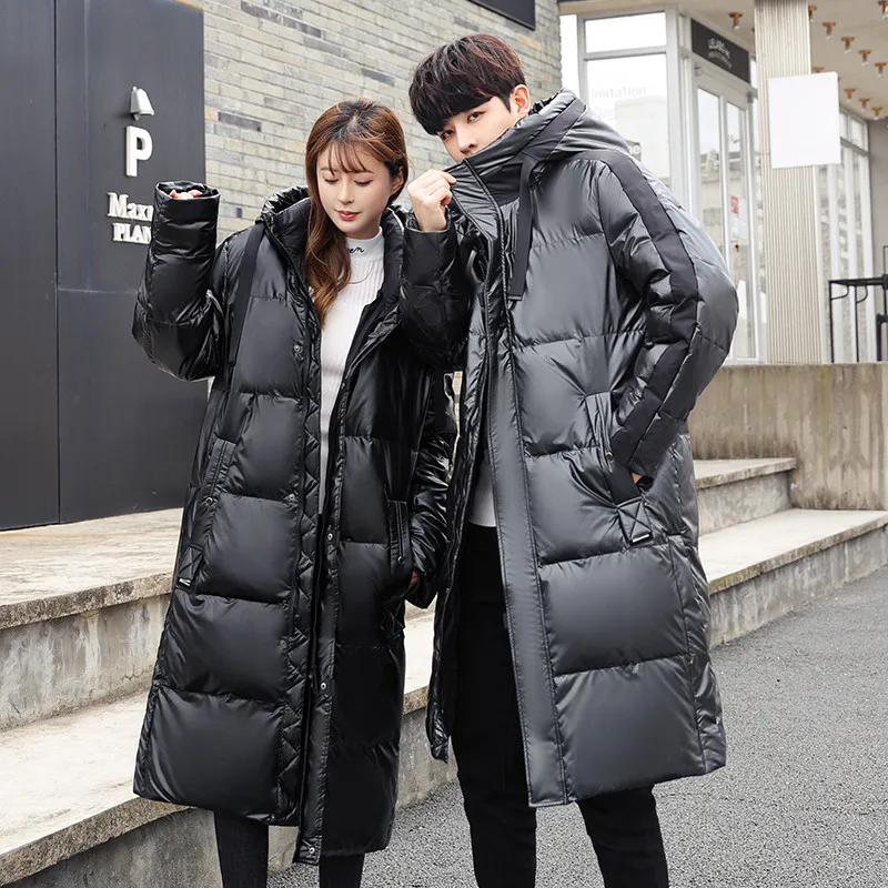 

Winter Down Coat Men Hooded Fashion X-Long White Duck Down Winter Jacket Men Thick Warm High Quality Brand Black Parkas