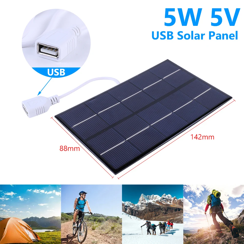 Tanio 2W/3W/5W Panel słoneczny 5V/12V wyjście przenośny ładowarka solarna USB zewnętrzny powerbank sklep