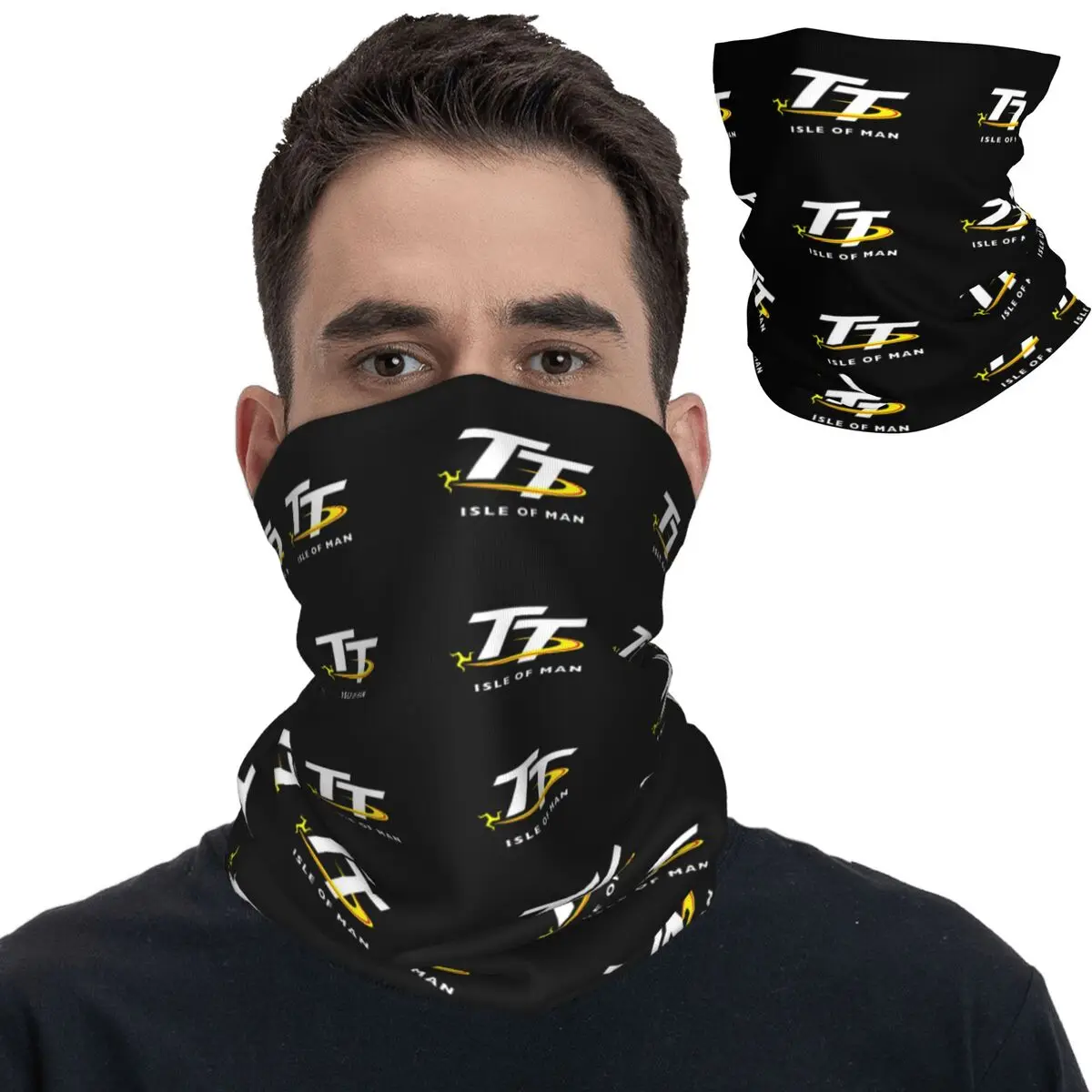 

Isle Of Man TT Motorcycle Race Bandana Neck Cover Printed Wrap Scarf Warm Face Mask Riding for Men Women Adult Washable