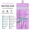 Professional Manicure Set 12/16 Pcs Full Function Kit Stainless Steel Pedicure Sets With Leather Portable Case Idea Gift 3