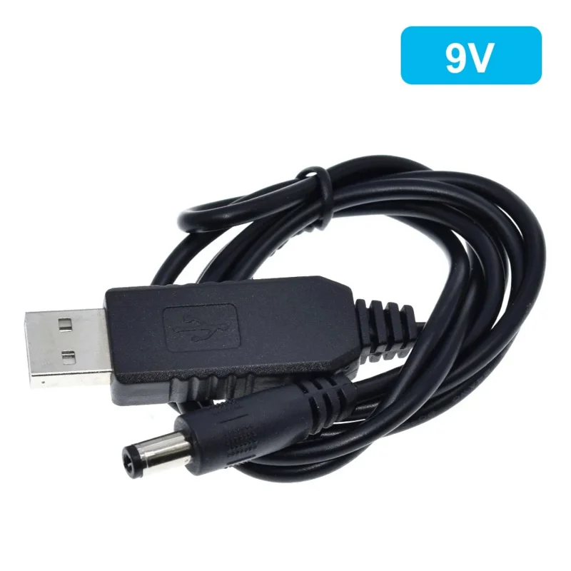 USB 전원 부스트 라인 DC 5V-DV 9V / 12V 스텝 업 모듈, 1M USB 컨버터 어댑터 케이블, 아두이노 와이파이용 2.1x5.5mm 플러그