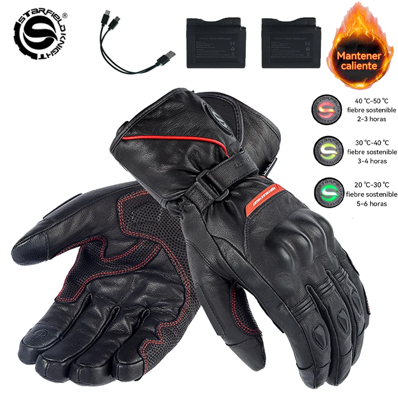 Electric Heating Gloves Motorcycle Leather Heated Thermal Gloves