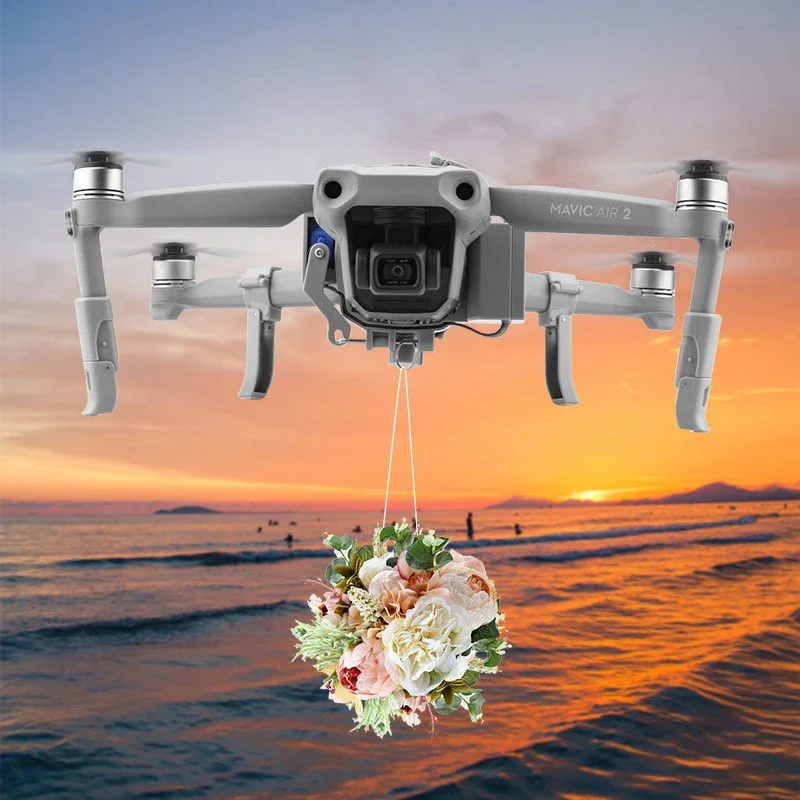 Kit de largage aérien pour DJI Mavic Air 2 avec charge suspendue et train d'atterrissage ajustable en vol