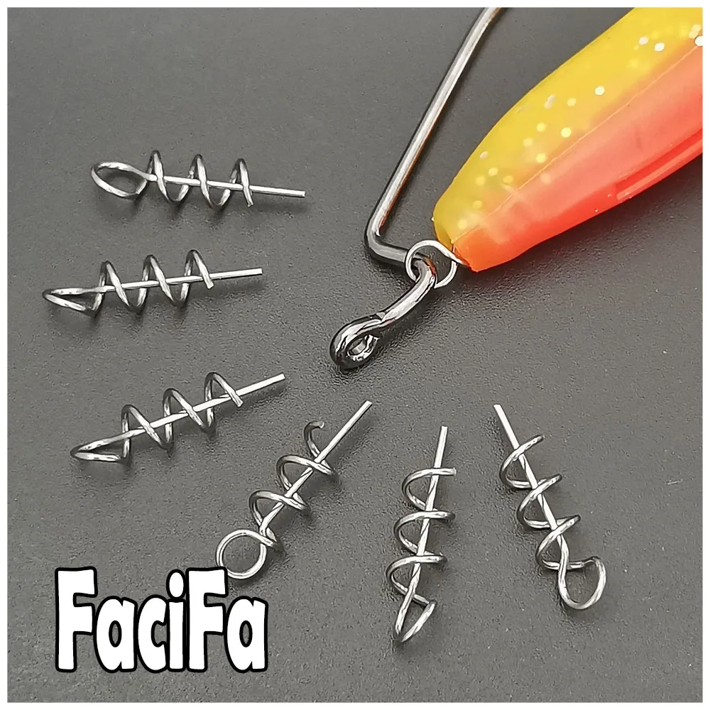 20 / 50 /100 pcs Stainless Steel Spring Lock Fishing Pin Screw Crank Hook  Spring Twist Lock Connector For Soft Lure Bait Tackle