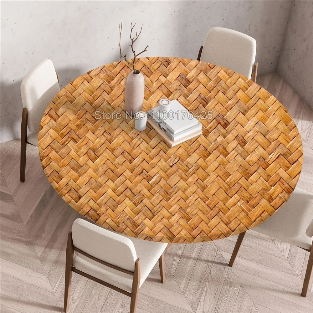 Rond tafelkleed, waterdicht, oliebestendig, afveegbare tafelbescherming Rond tafelkleed, waterdicht, oliebestendig, afveegbare tafelbescherming