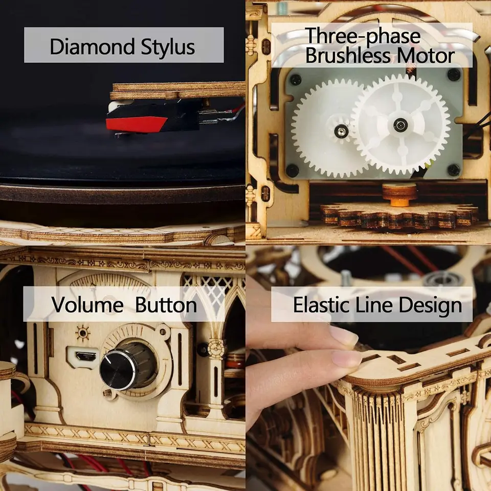 ROBOTIME 3D Wooden Puzzle Magic Piano Music Box, Model Building Kits for Adults to Build, Gear Model Construction Construction Craft Kits, Wood Gift