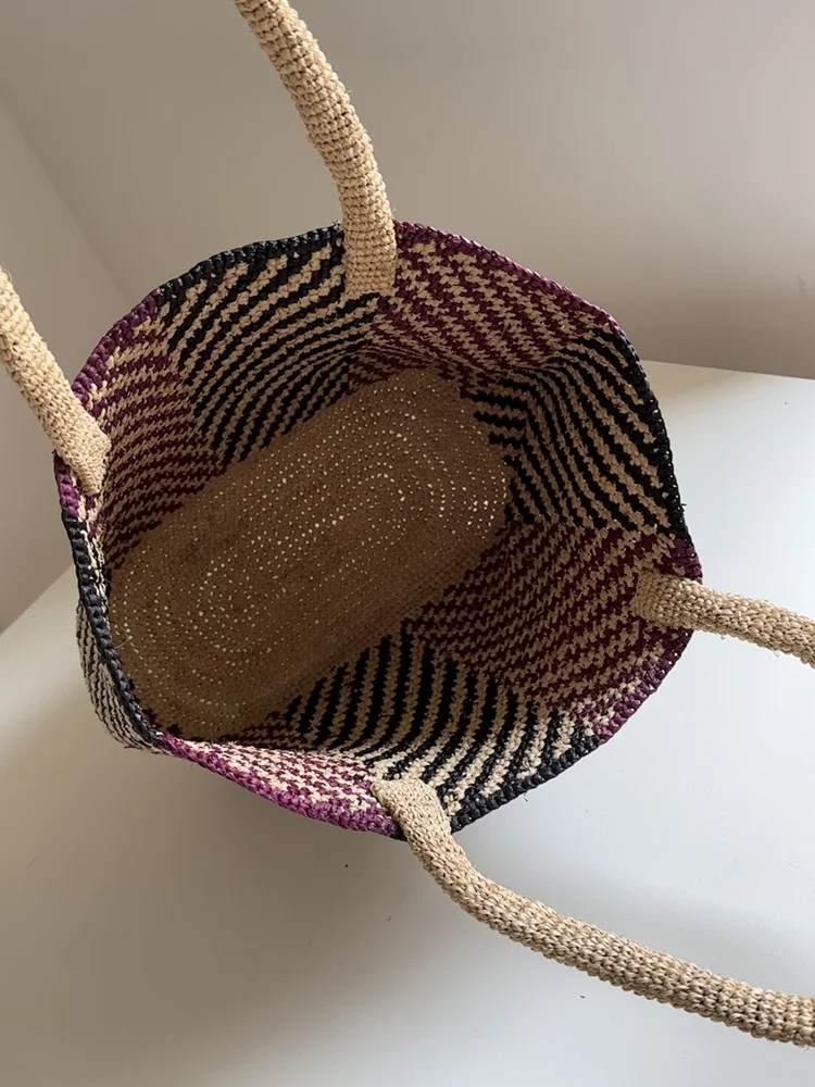 NEW 2025 Women's Classic Lafite Straw Woven Bag Women's Tote Bag Hand Woven Lazy Luxury Single Shoulder Underarm Bag