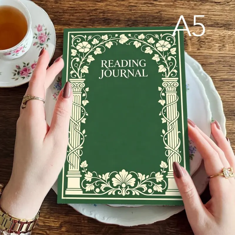 책 애호가를 위한 A5 독서 일기, 독서 기록 및 리뷰 페이지가 있는 완벽한 트래커, 완벽 제본 독서 노트