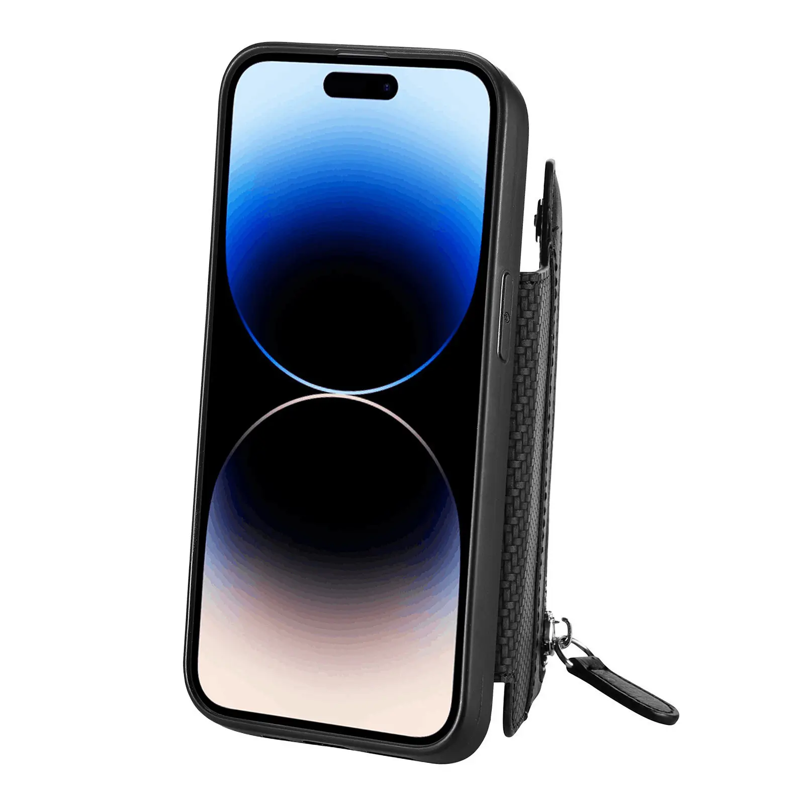 Leather Zipper Wallet Phone Case with 4 Card Slots - Shockproof Protective Cover