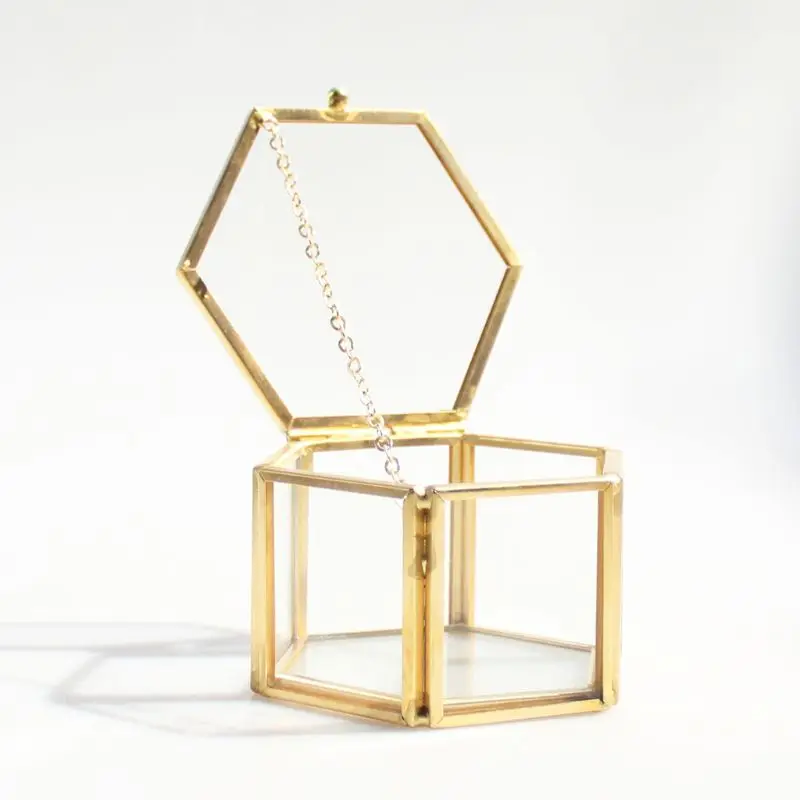 1PC Geometrical Clear Glass Jewelry Box Jewelry Organize Holder Ring Box Necklace Bracelets Earrings Jewelry Accessorie 5