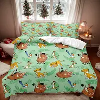 Housse de couette Lion King Simba, ensemble de literie Lion de dessin animé, housse de couette en microfibre avec fermeture éclair et taie d'oreiller 2 pièces 6