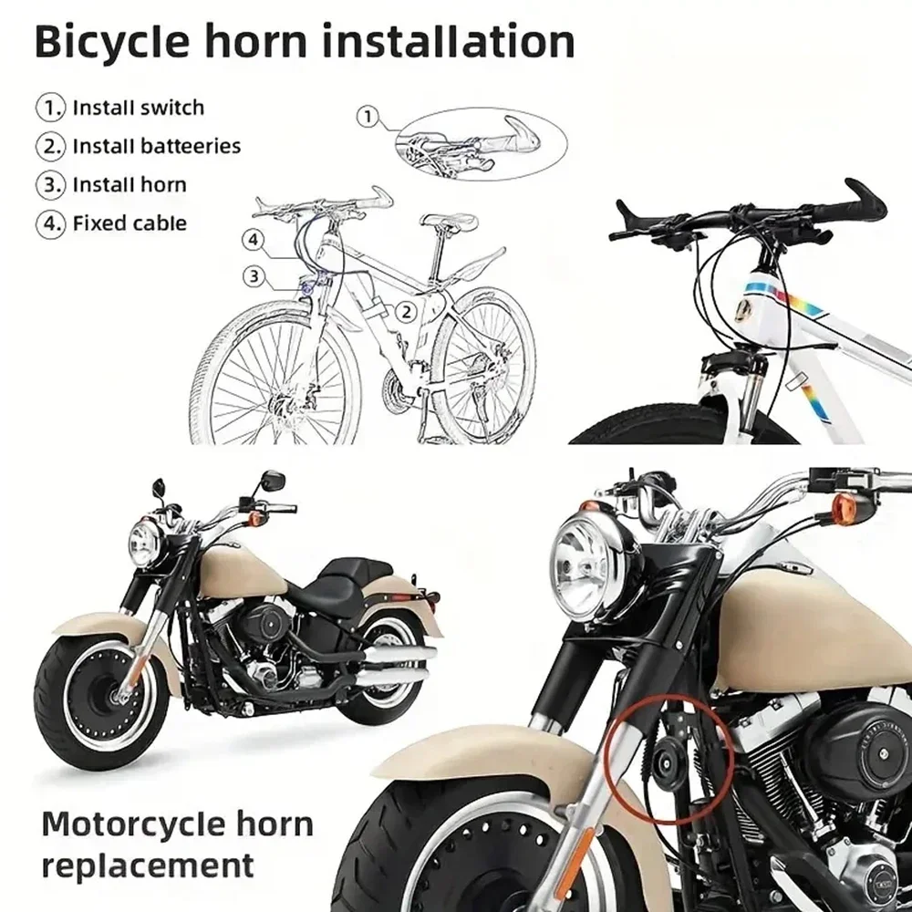 Motorcycle Electric Horn Kit Universal Waterproof Round Loud Horn Speakers 12V 1.5A 105db Signal for Motorcycle Accessories motorcycle electric horn