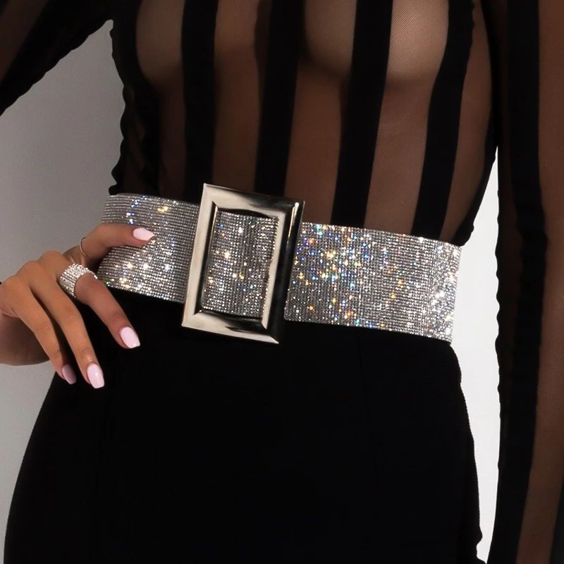 Ceinture De Taille En Strass Brillant, Boucle En Or Et Argent, Patchwork,  Ajustable, Chic, Streetwear, Bijoux Pour Femmes