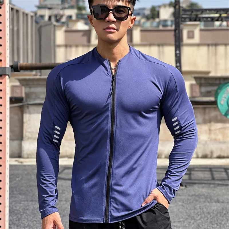 봄 가을 재킷 남성 피트니스 스포츠웨어 짐 트레이닝 긴팔 스웨트셔츠 조깅 남성 코트 가디건 지퍼 러닝 재킷