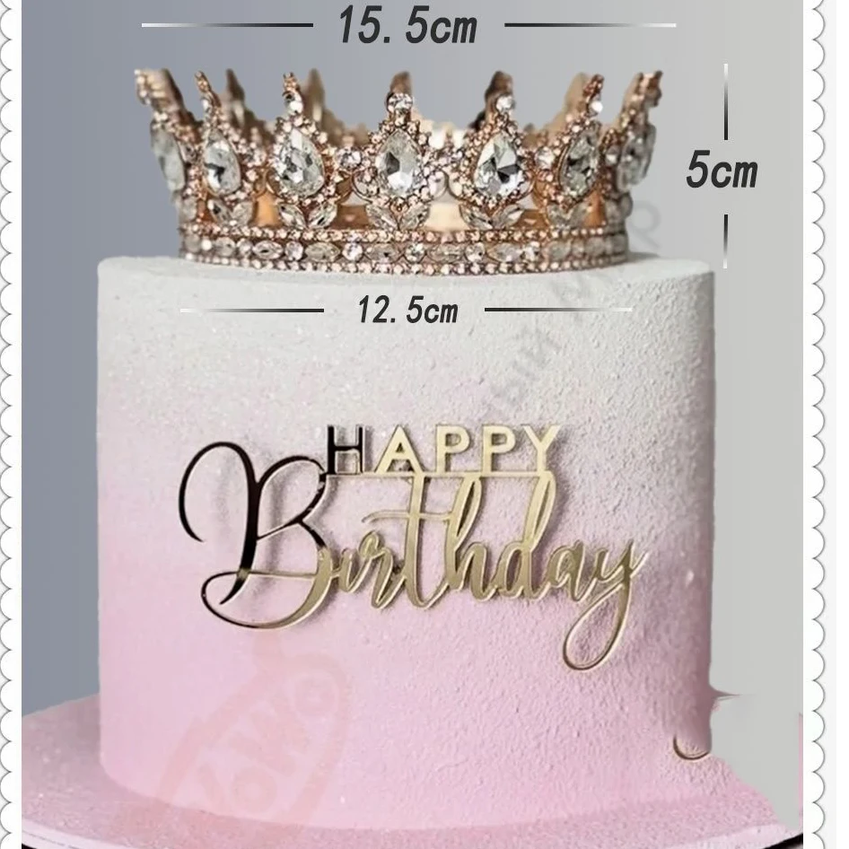 Elegant Silver Rhinestone Crown Cake Topper with Full Round Crystal Design