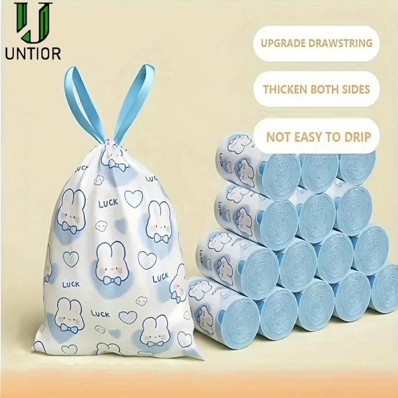 UNTIOR Drawstring Garbage Bags Large Capacity Disposable Trash Bags for Household Kitchen Dormitory Thickened Garbage Pouches