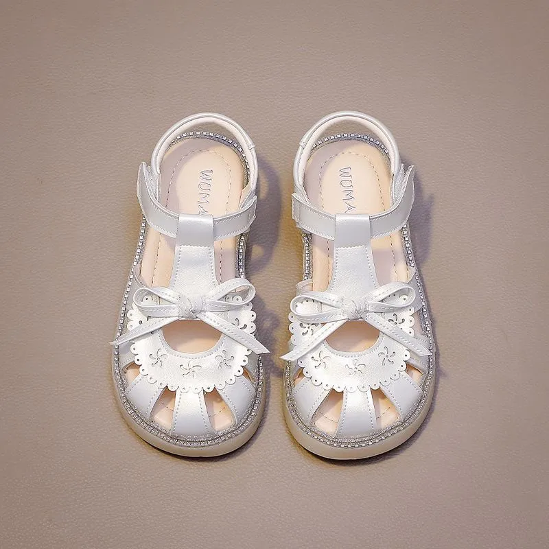 Girls Summer Sandals with Bowtie Non Slip