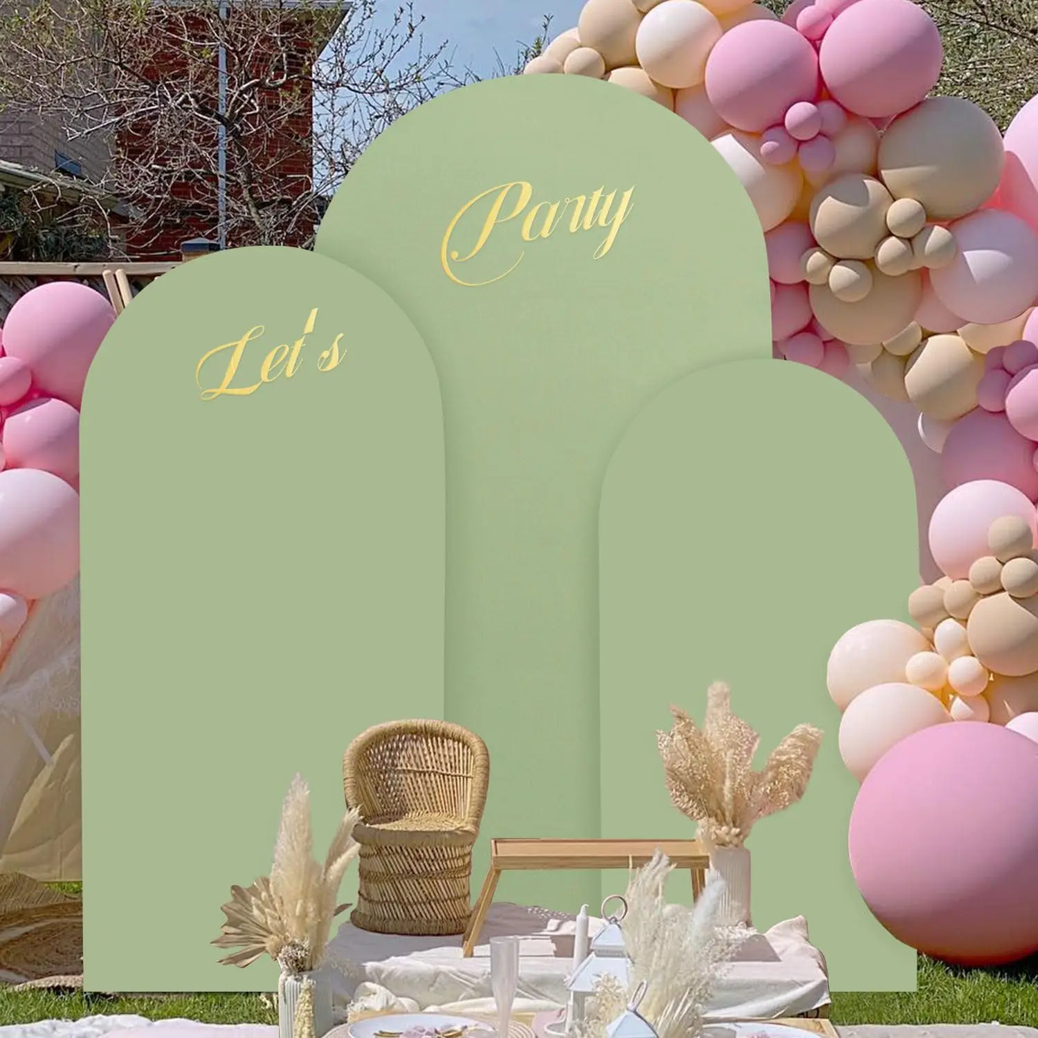 Wedding Arch Cover Set of 3 Spandex Fitted Cover Stretchy Backdrop 4ft 5ft 6ft Balloon Wedding Arch Stand Wedding Arch Set Party Arch Set