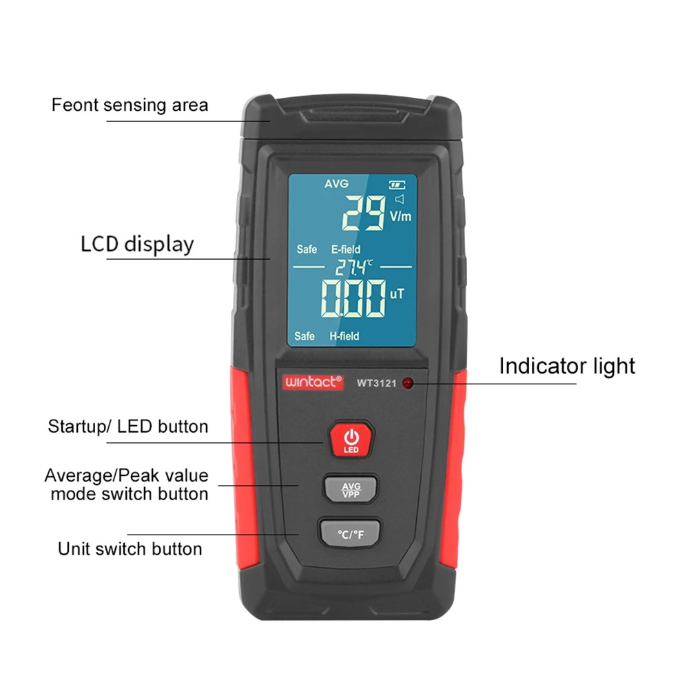 Handheld Portable Counter Radiation Dosimeter Monitor Tester Electromagnetic Radiation Tester Electric Field EMF Meter Detector