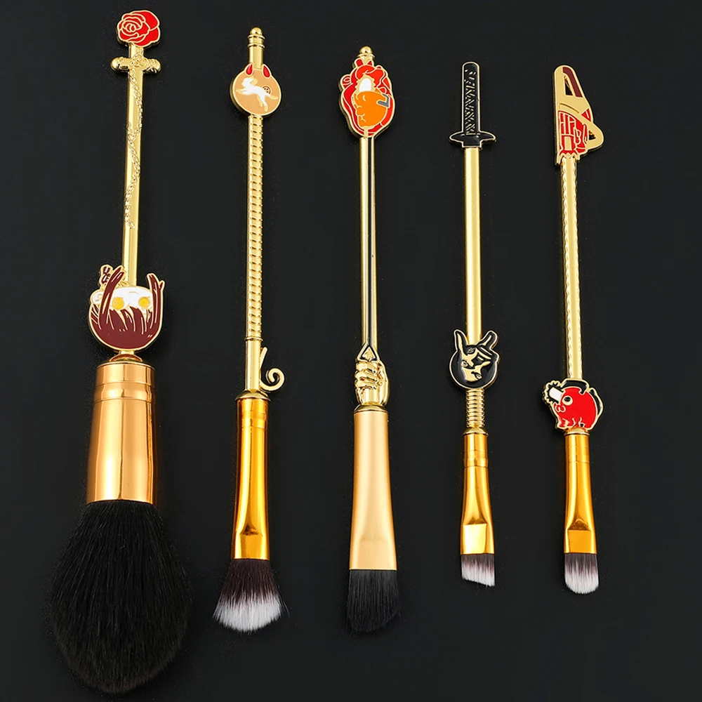 

5Pcs/Set Cartoon Anime Chainsaw Man Makeup Brush Kawaii Pochita Makima Women Cosmetic Powder Blush Blending Beauty Make Up Tool