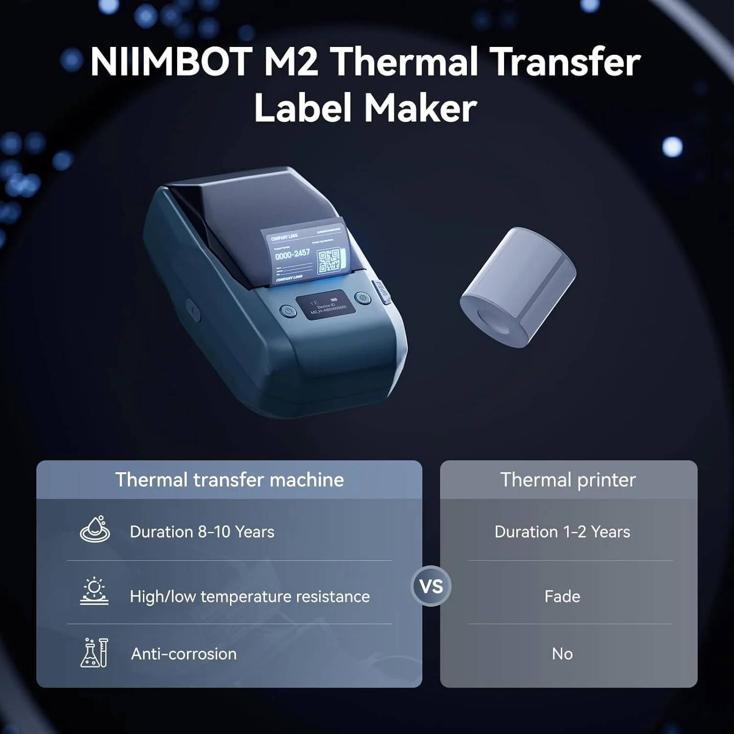 Niimbot M2 Portable Thermal Printer Transfer Label Maker 300 DPI High Definition Printing Sticker Ribbon For Outdoors Keep Long