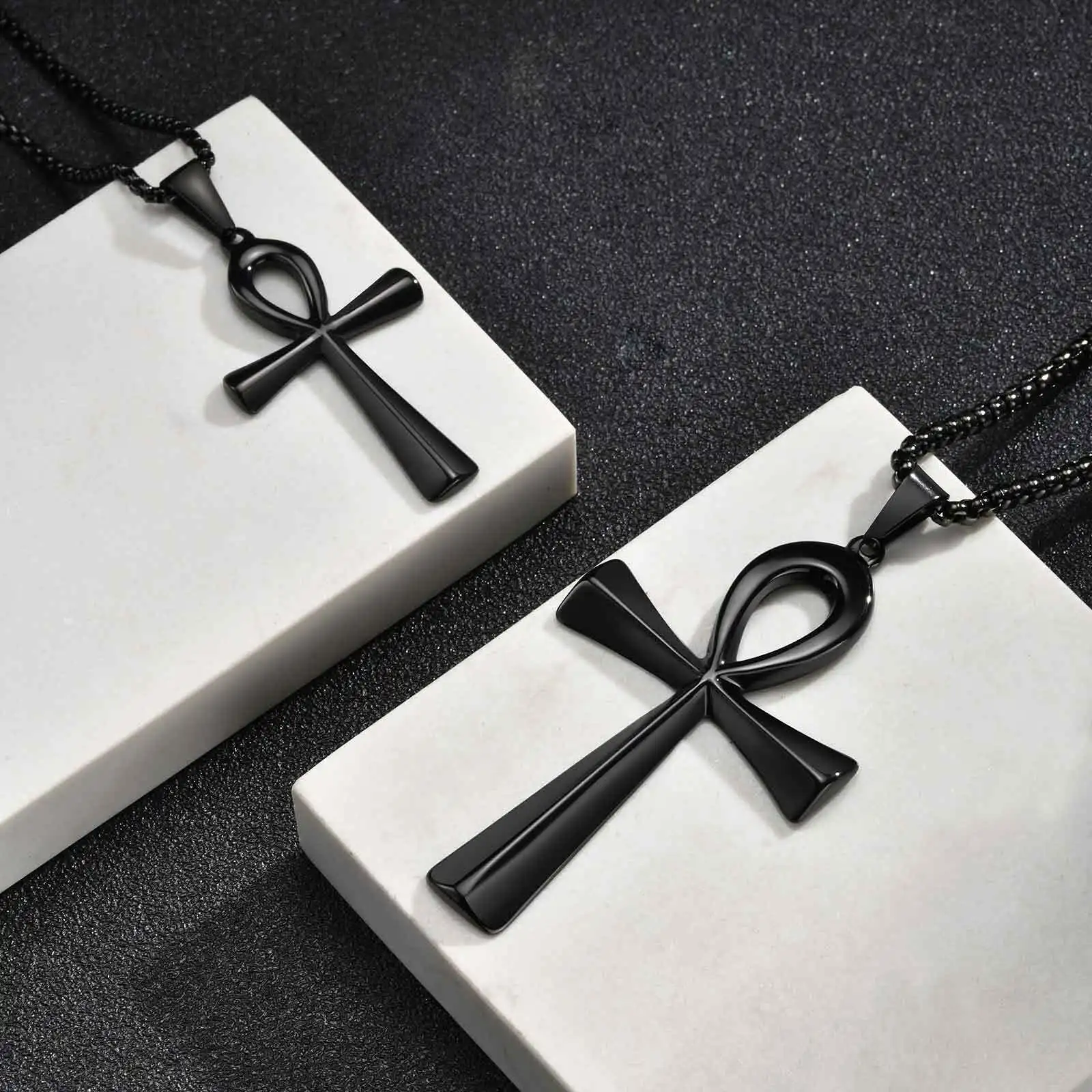Vnox Religion Ägyptisches Ankh Kruzifix Kreuz Anhänger Halsketten Edelstahl Symbol des Lebens Kreuz Anhänger Gebet Geschenke Schmuck – Detail 9