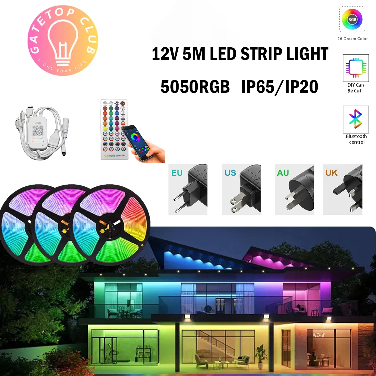 LED Light Strips IP65/IP20 Bluetooth Controller Flexible RGB 5050 Decoration BackLight Lamp Night light Luminous String Bedroom